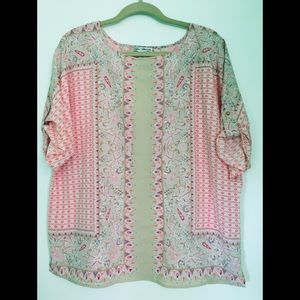 Dalia Collection Pink and Beige Blouse